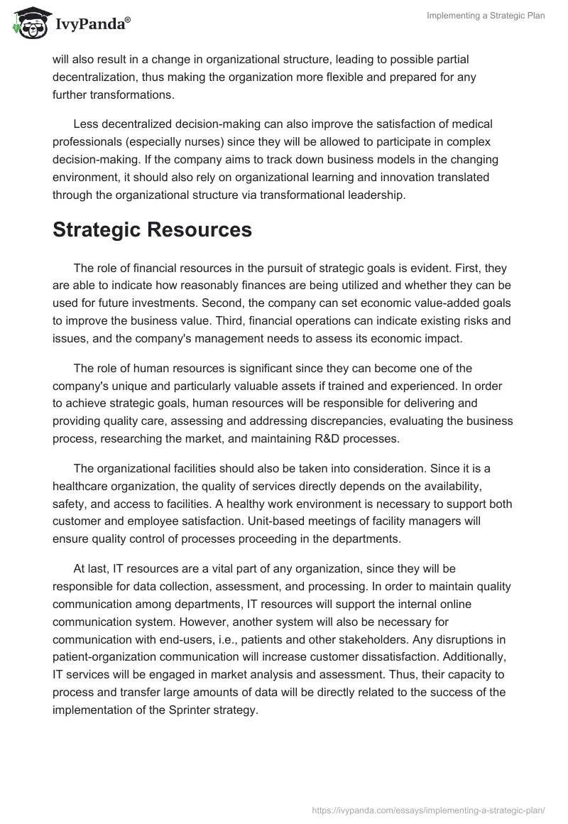 Implementing a Strategic Plan. Page 5