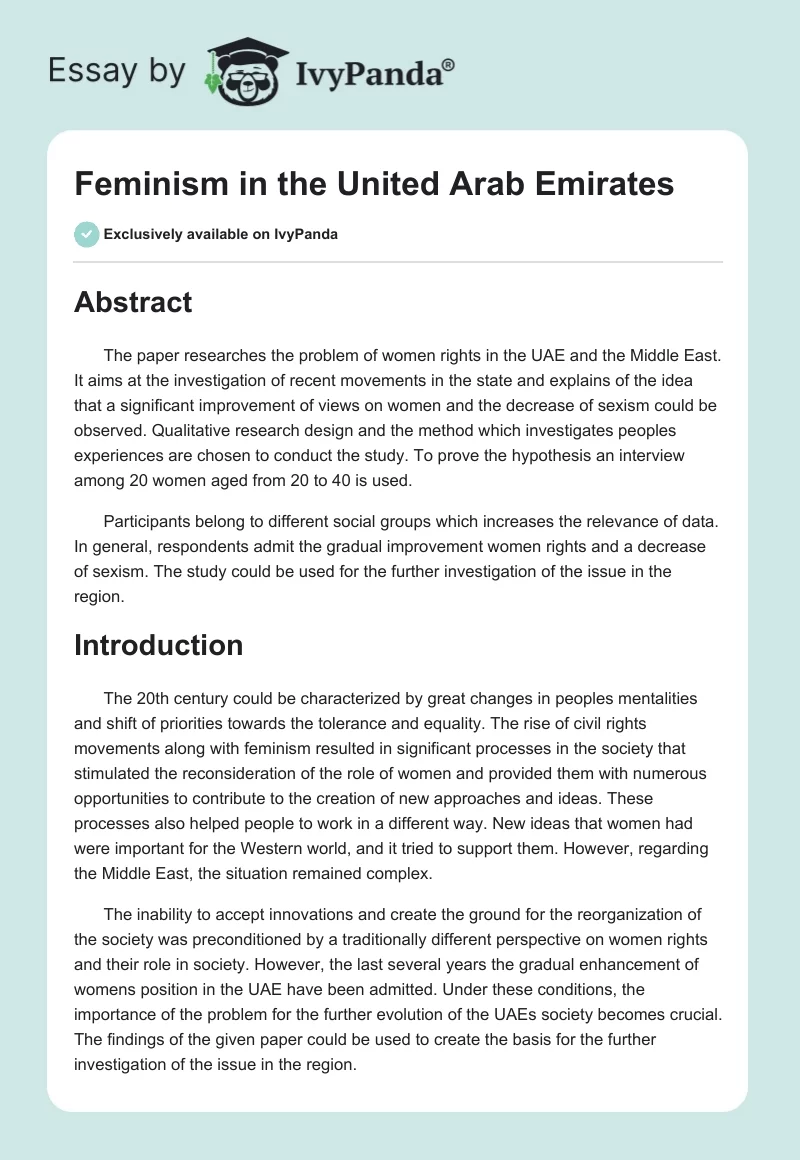 Feminism in the United Arab Emirates. Page 1