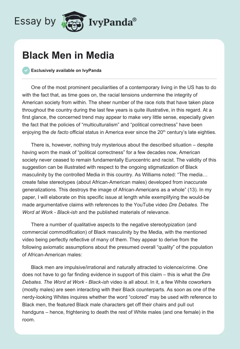 Black Men in Media. Page 1