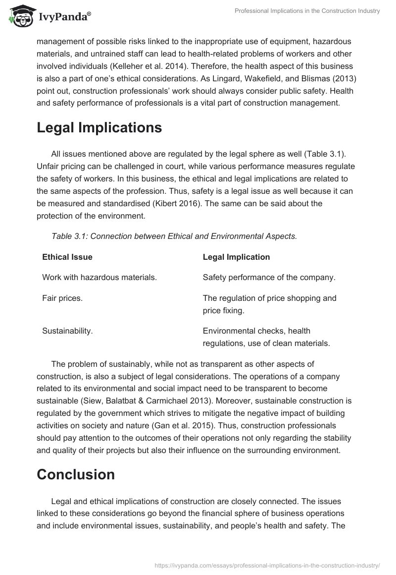 Professional Implications in the Construction Industry. Page 2