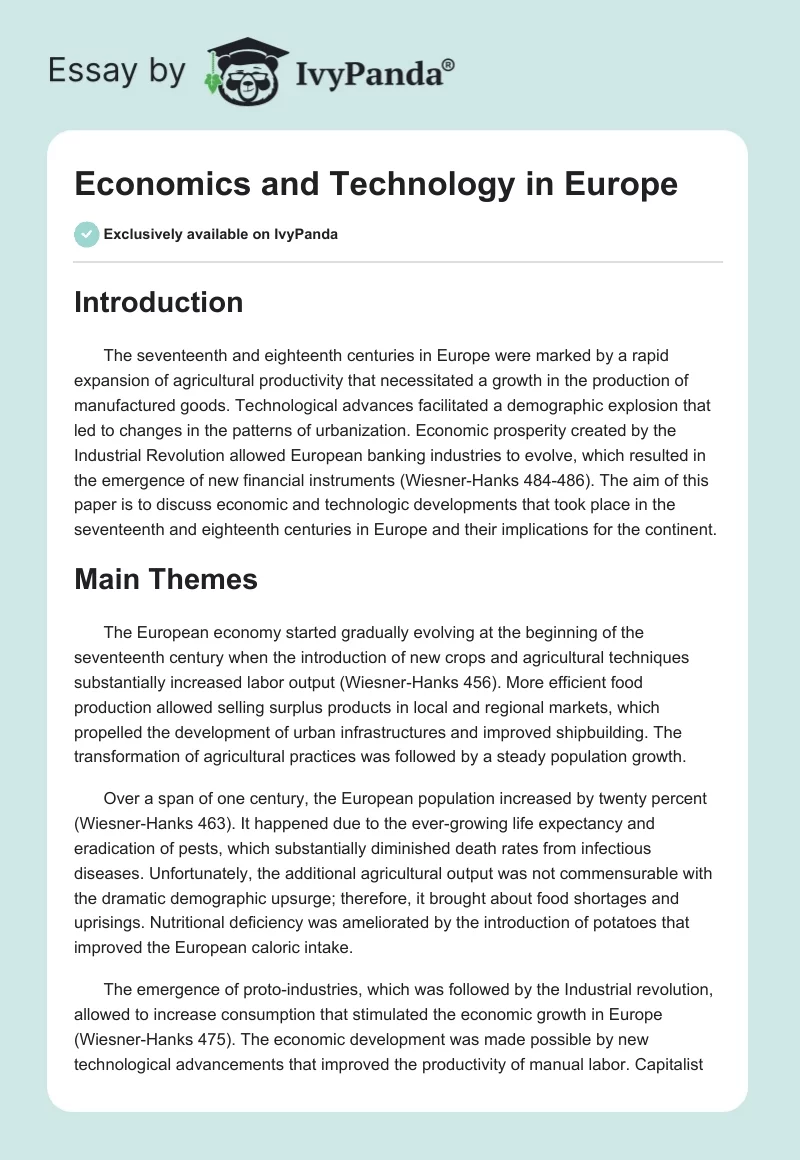 Economics and Technology in Europe. Page 1