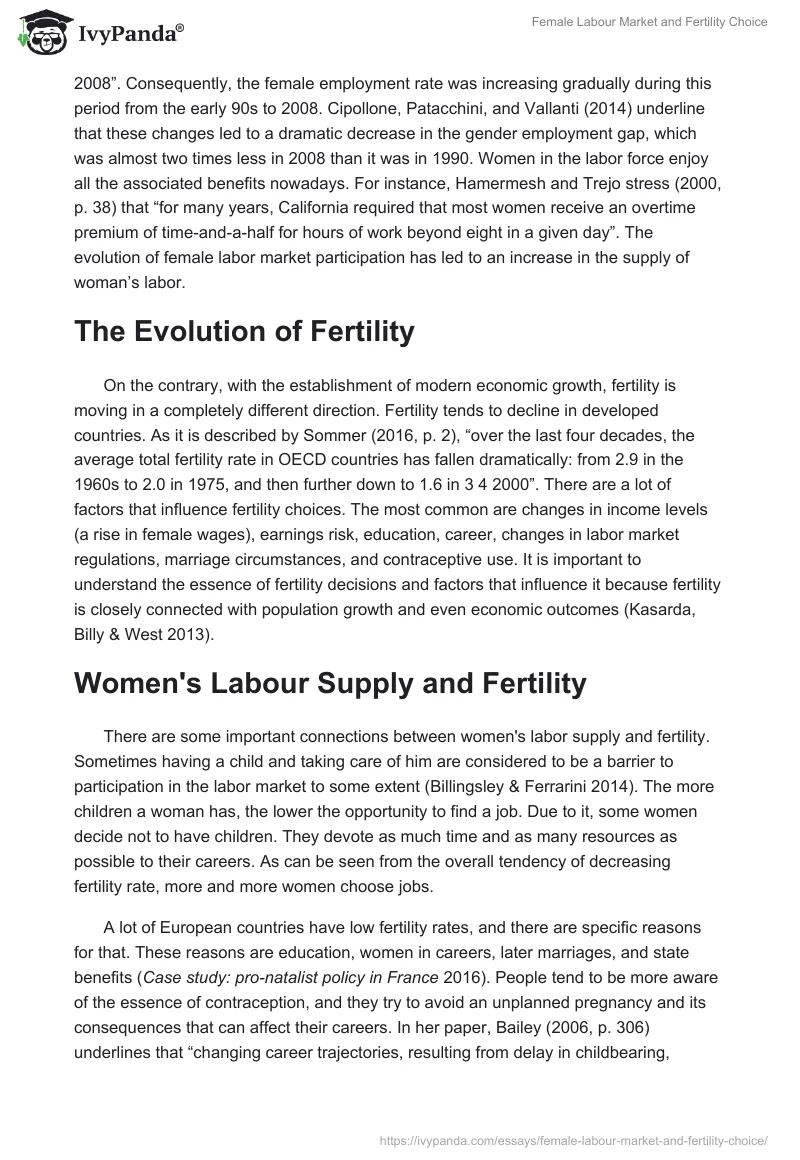 Female Labour Market and Fertility Choice. Page 2