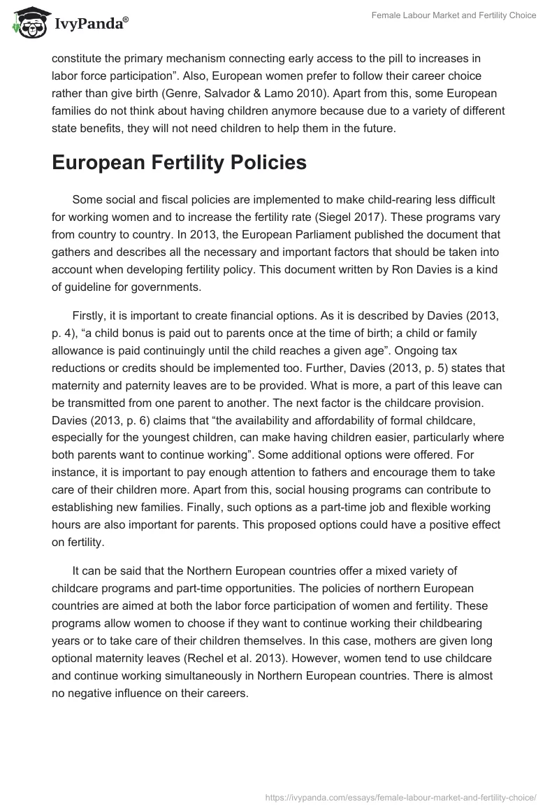 Female Labour Market and Fertility Choice. Page 3