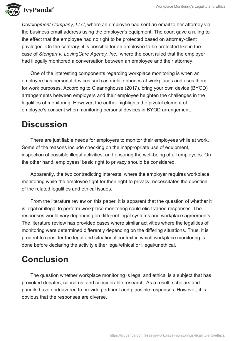 Workplace Monitoring's Legality and Ethics. Page 4
