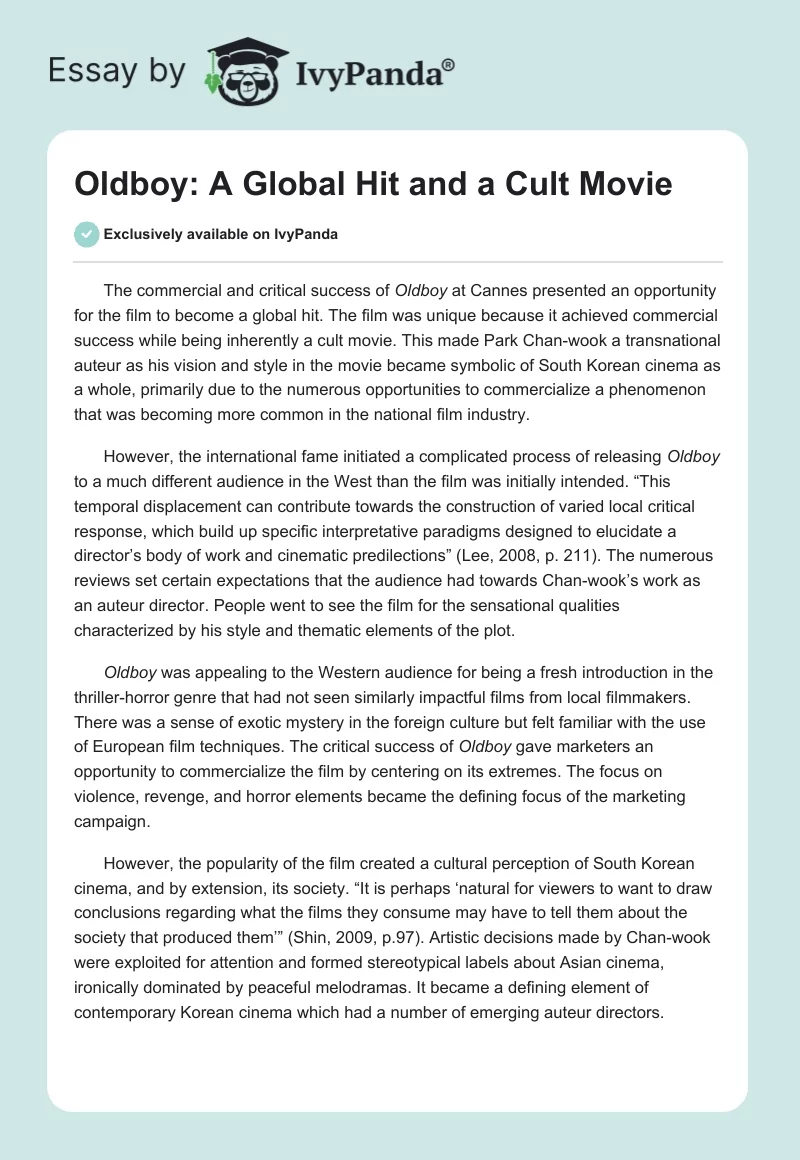 Oldboy: A Global Hit and a Cult Movie. Page 1