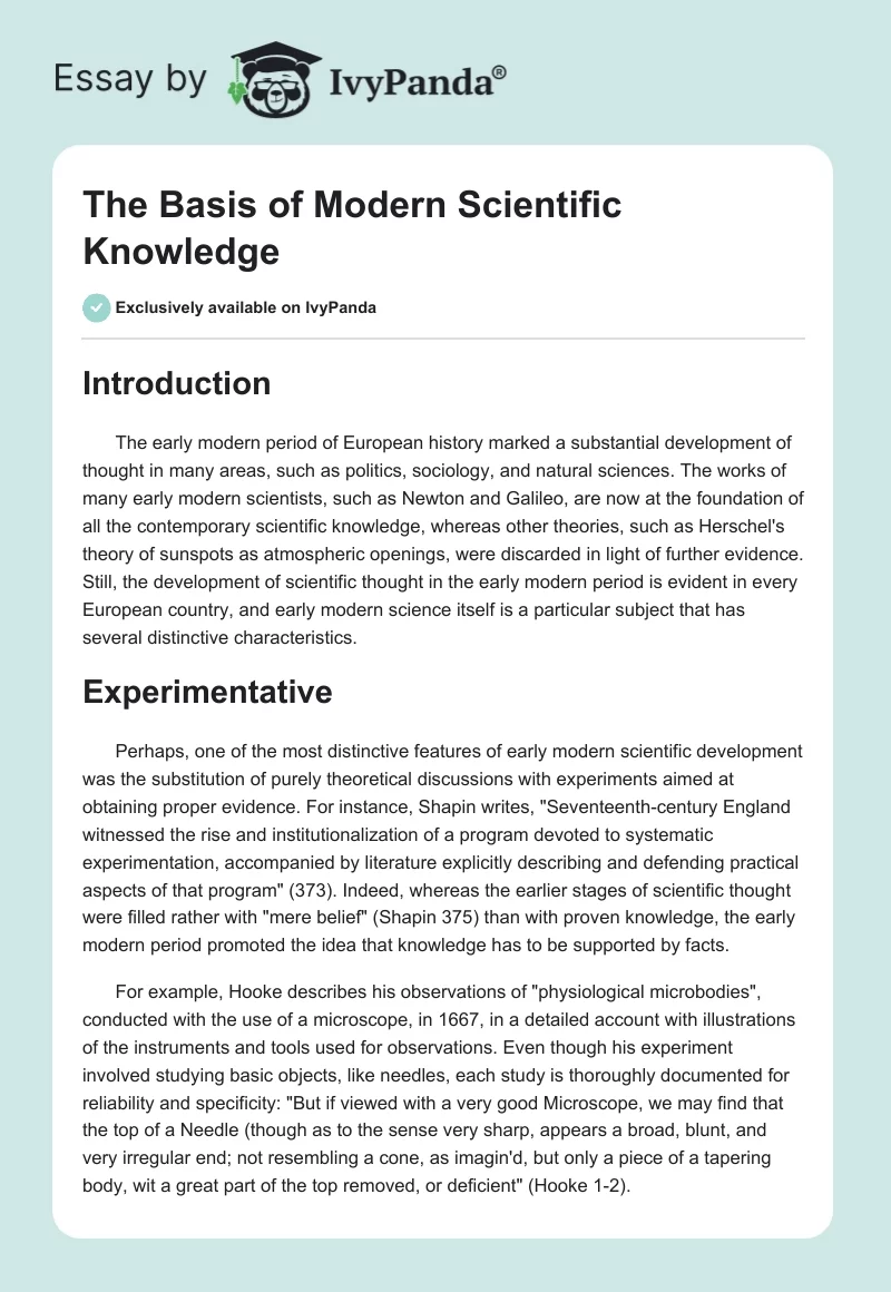 The Basis of Modern Scientific Knowledge. Page 1
