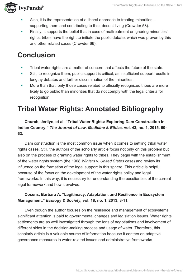 Tribal Water Rights and Influence on the State Future. Page 3