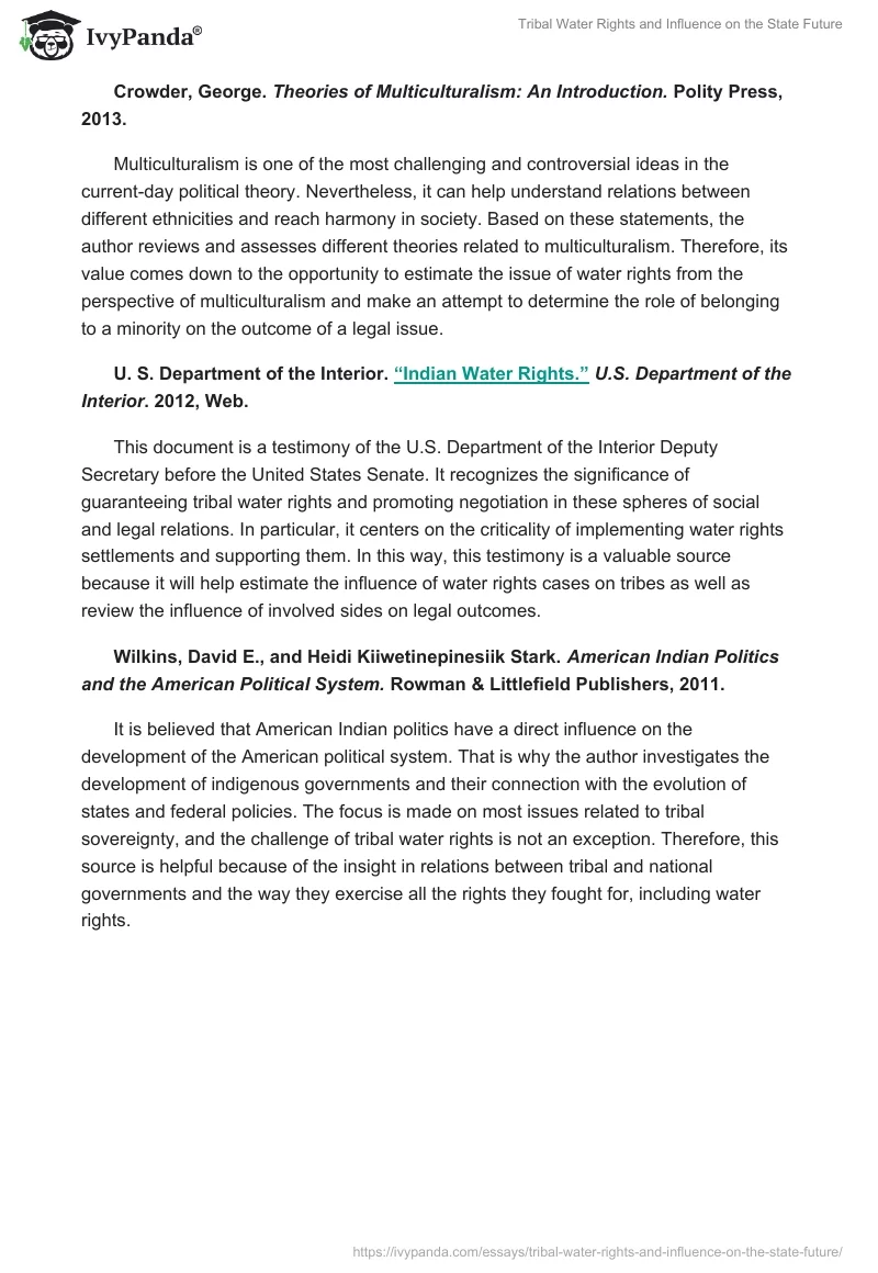 Tribal Water Rights and Influence on the State Future. Page 4
