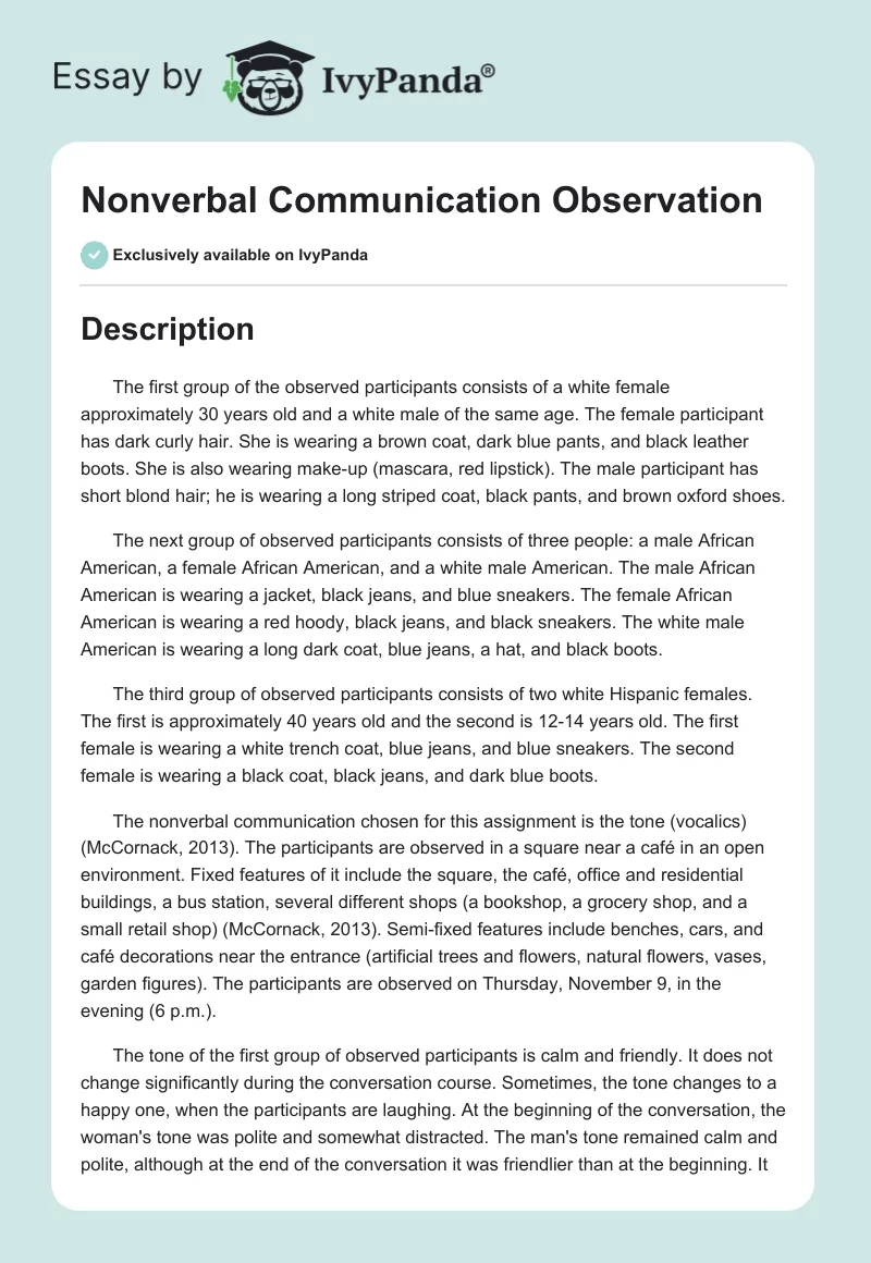 Nonverbal Communication Observation. Page 1