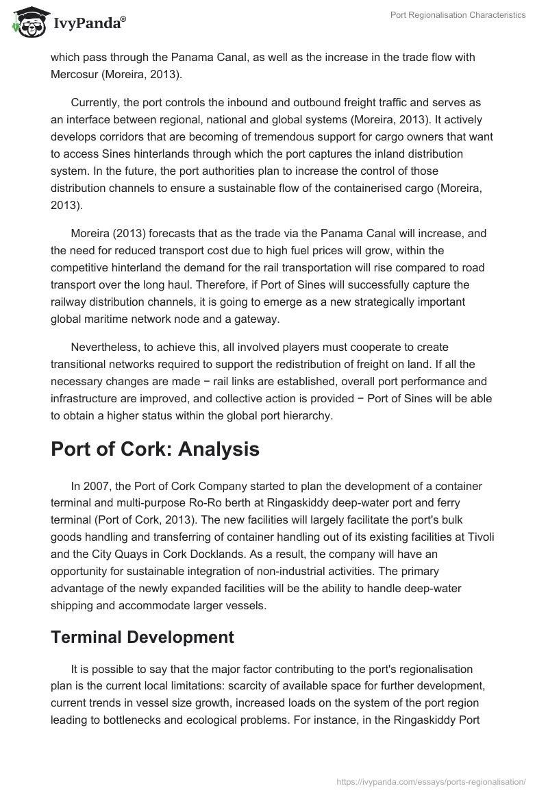 Port Regionalisation Characteristics. Page 5