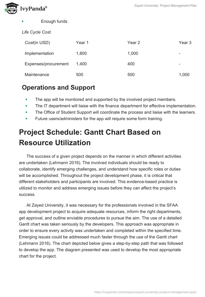 Zayed University: Project Management Plan. Page 3