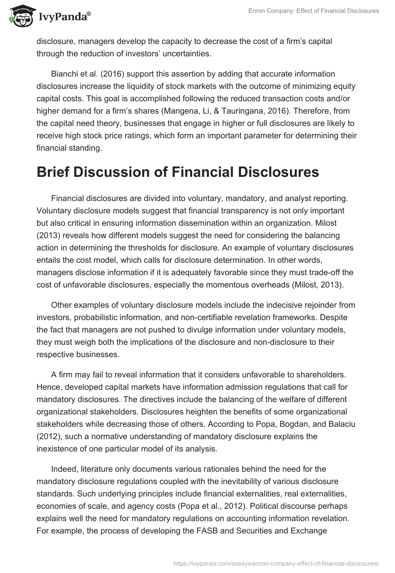 Enron Company: Effect of Financial Disclosures. Page 4