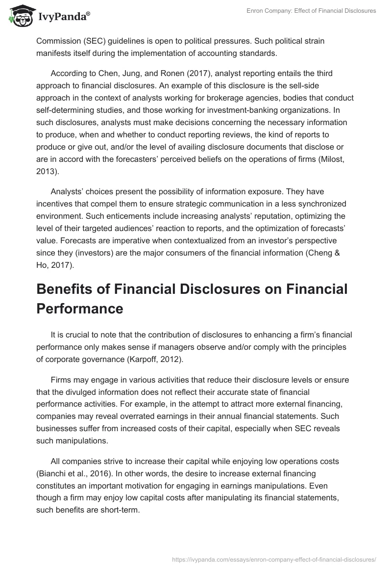 Enron Company: Effect of Financial Disclosures. Page 5