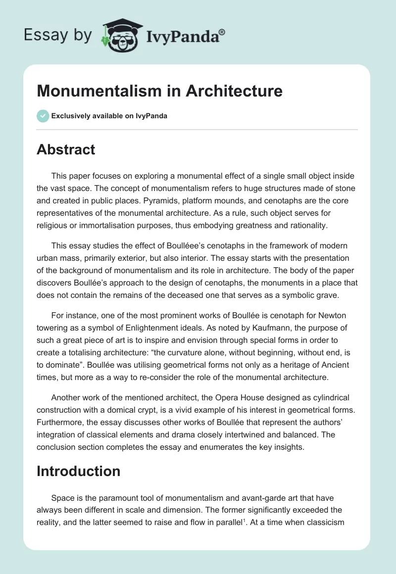 Monumentalism in Architecture. Page 1