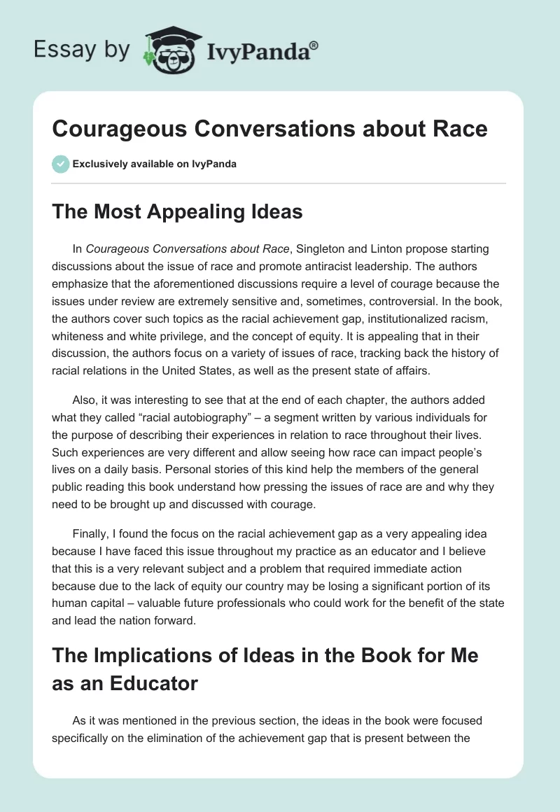 Courageous Conversations about Race. Page 1