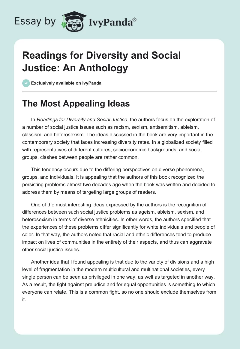 Readings for Diversity and Social Justice: An Anthology. Page 1