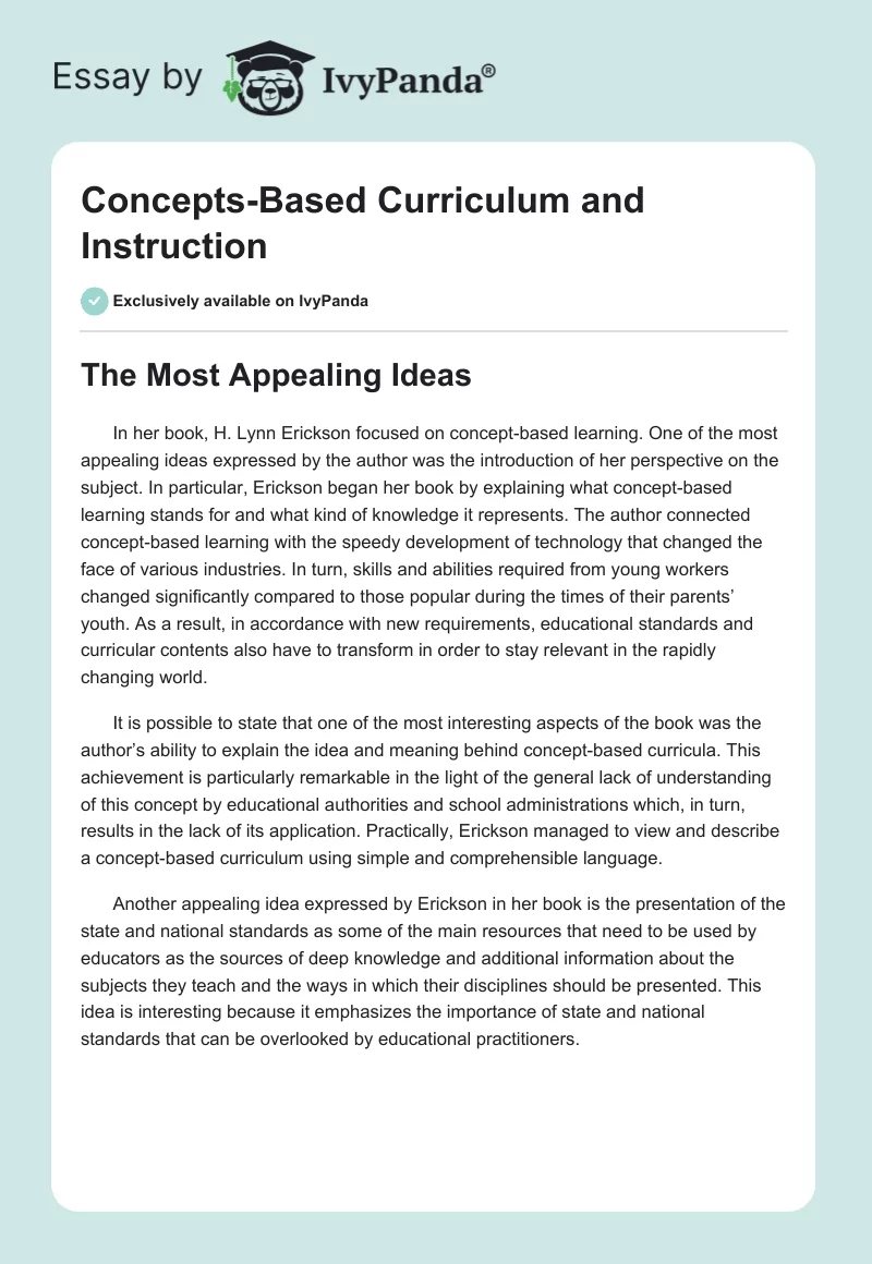 Concepts-Based Curriculum and Instruction. Page 1