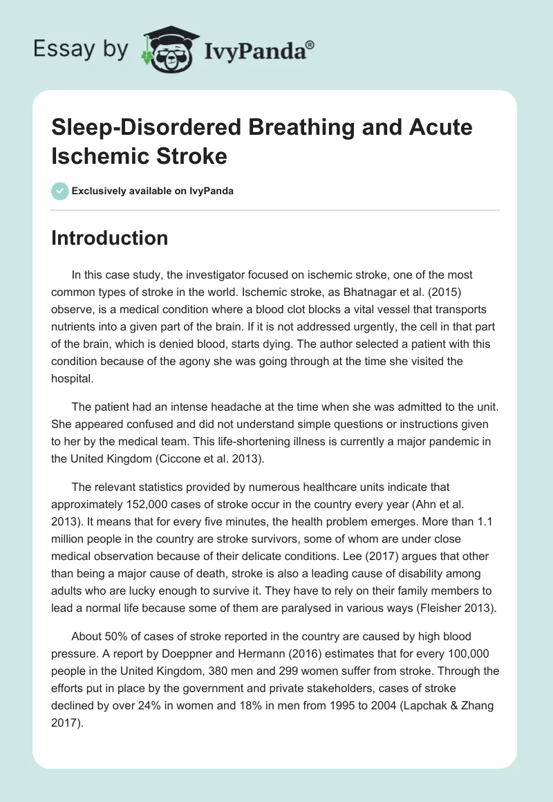 Sleep-Disordered Breathing and Acute Ischemic Stroke. Page 1