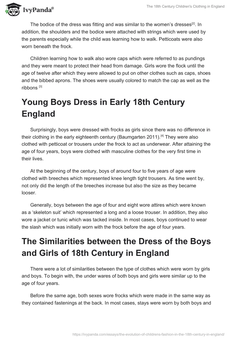 The 18th Century Children's Clothing in England. Page 2