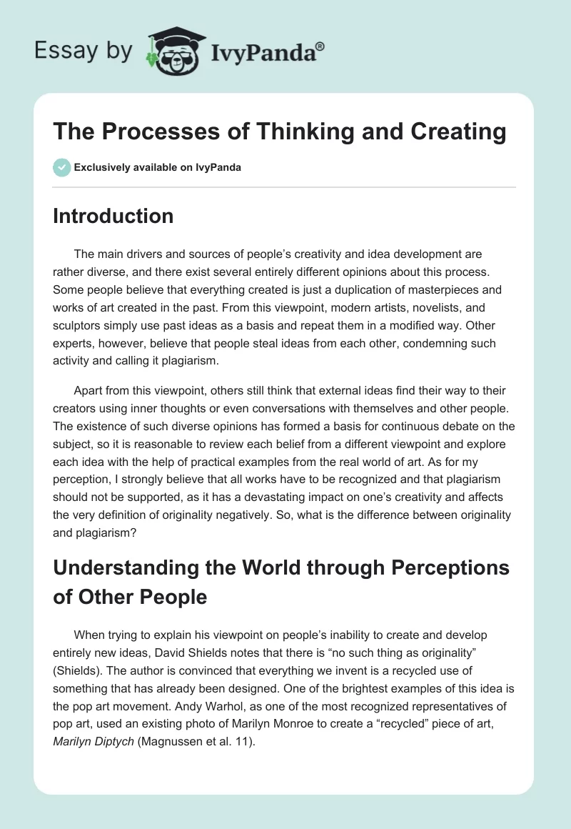 The Processes of Thinking and Creating. Page 1