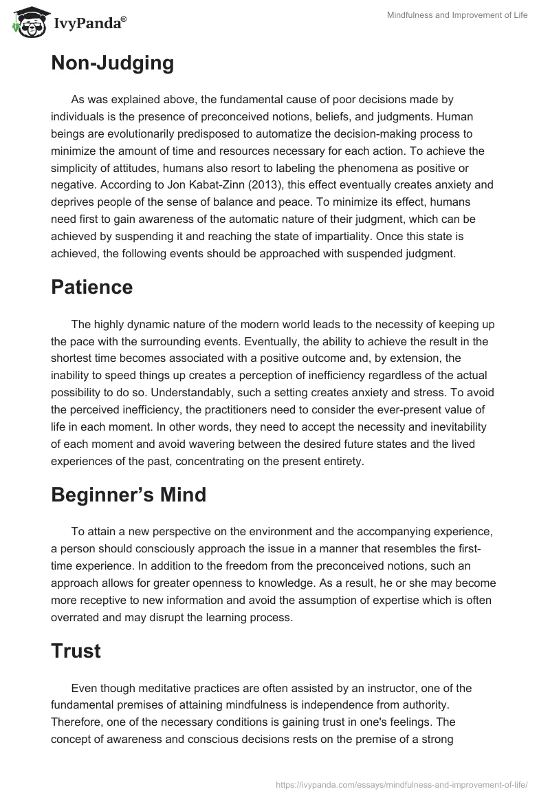 Mindfulness and Improvement of Life. Page 3