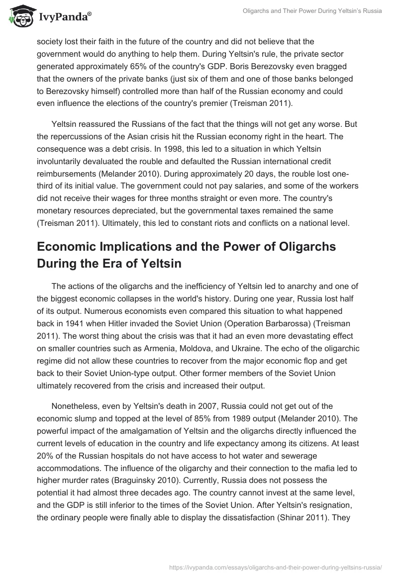 Oligarchs and Their Power During Yeltsin’s Russia. Page 5
