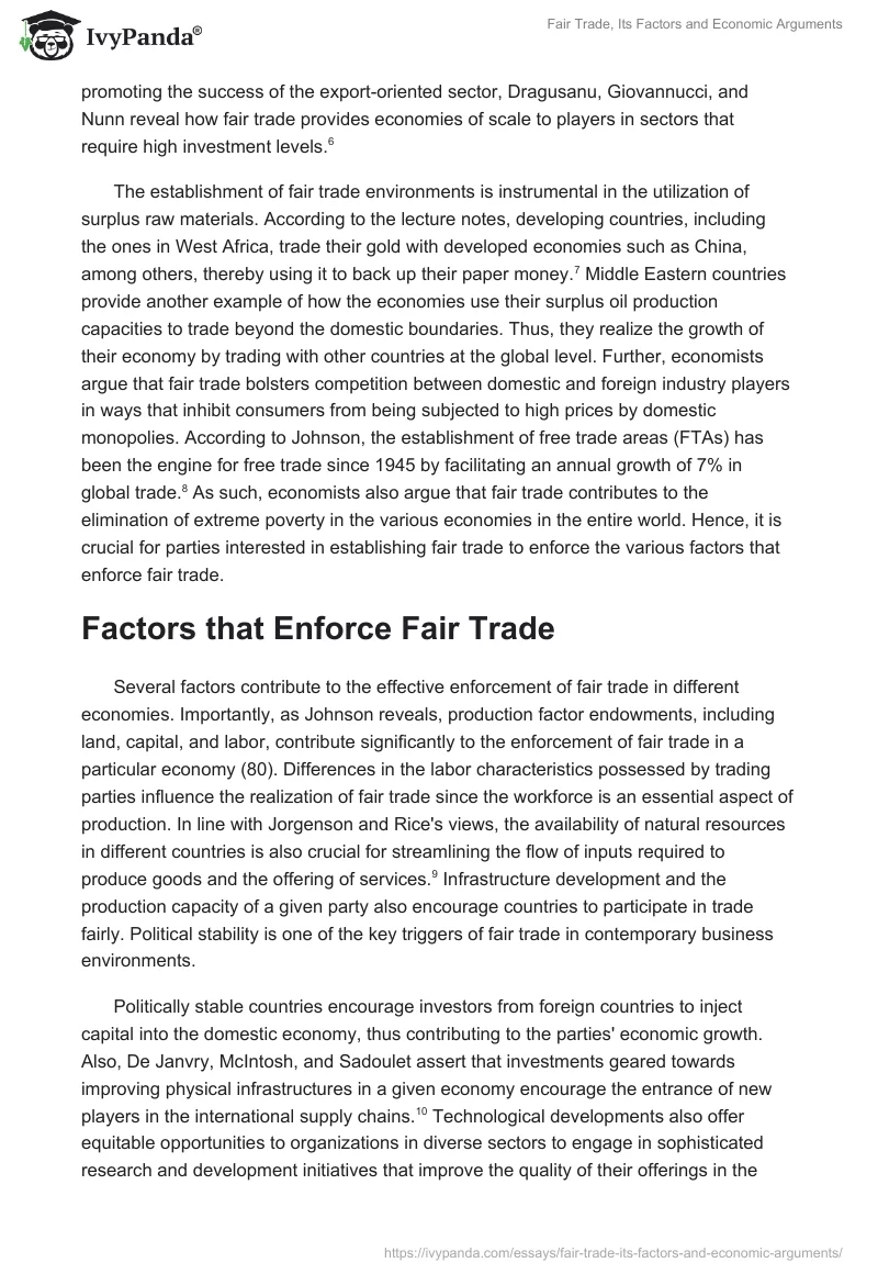 Fair Trade, Its Factors and Economic Arguments. Page 2