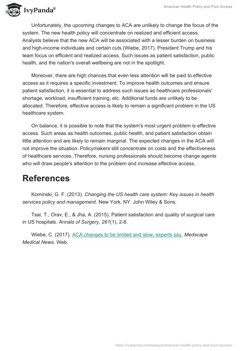 American Health Policy and Poor Access. Page 2