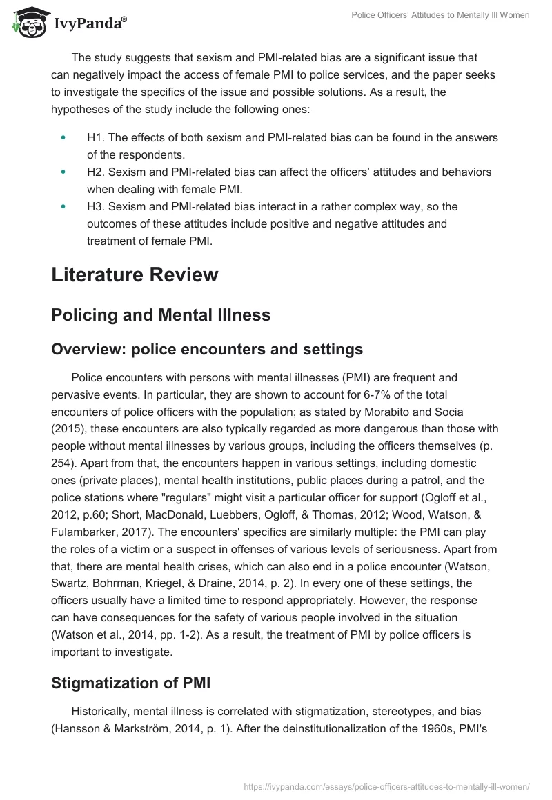 Police Officers’ Attitudes to Mentally Ill Women. Page 2