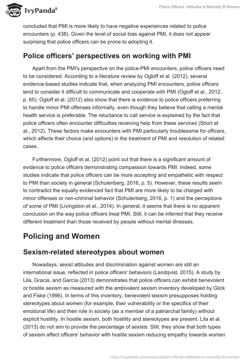 Police Officers’ Attitudes to Mentally Ill Women. Page 4