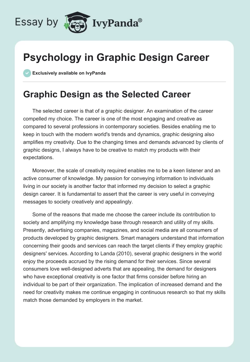 Psychology in Graphic Design Career. Page 1