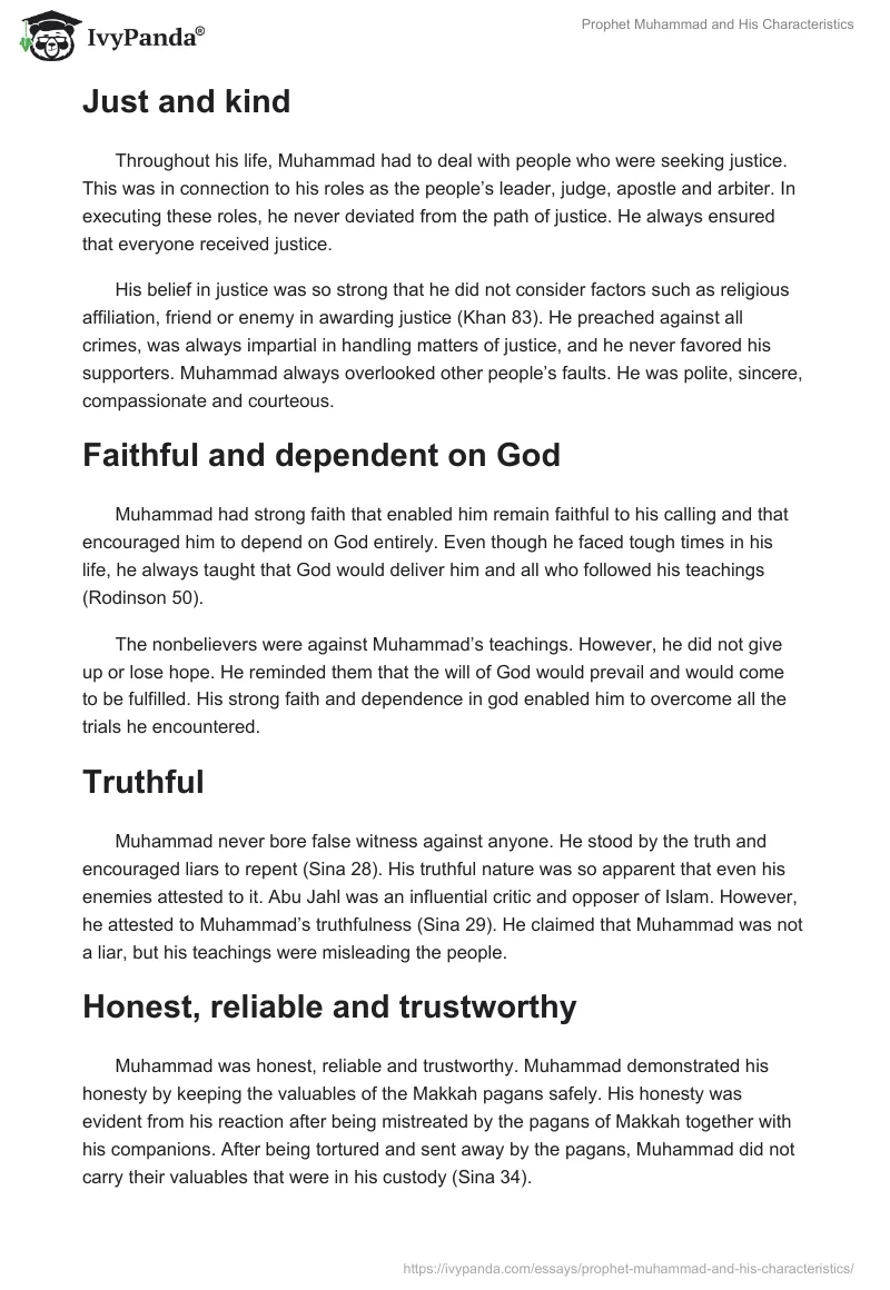 Prophet Muhammad and His Characteristics. Page 2