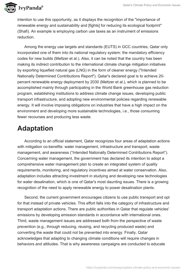 Qatar's Climate Policy and Economic Issues. Page 2