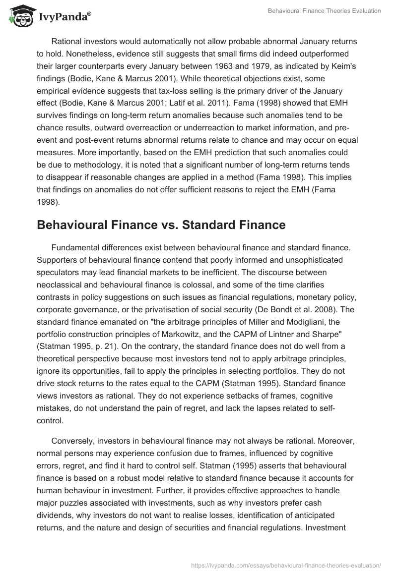 Behavioural Finance Theories Evaluation. Page 4