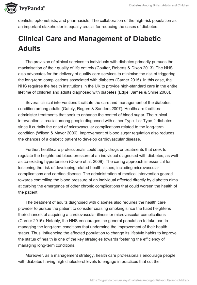 Diabetes Among British Adults and Children. Page 5
