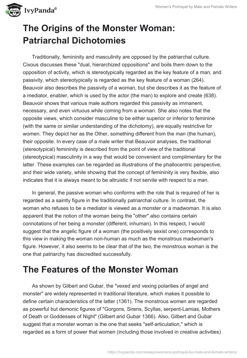 Women's Portrayal by Male and Female Writers. Page 2