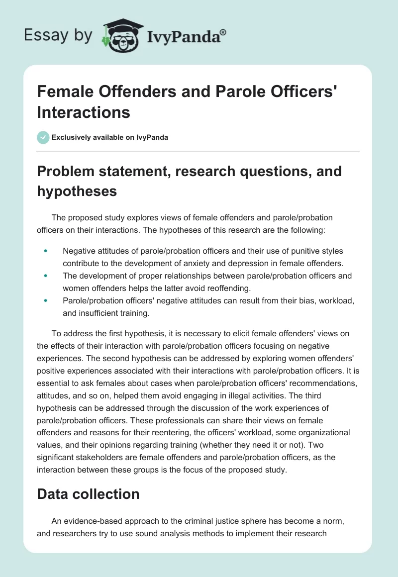 Female Offenders and Parole Officers' Interactions. Page 1