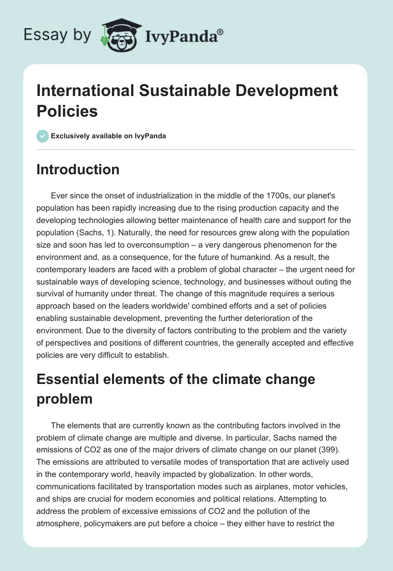 International Sustainable Development Policies. Page 1