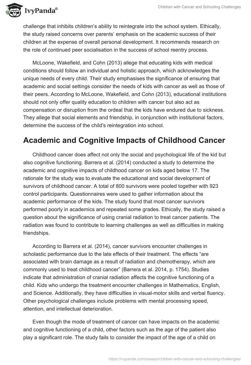 Children With Cancer and Schooling Challenges. Page 3