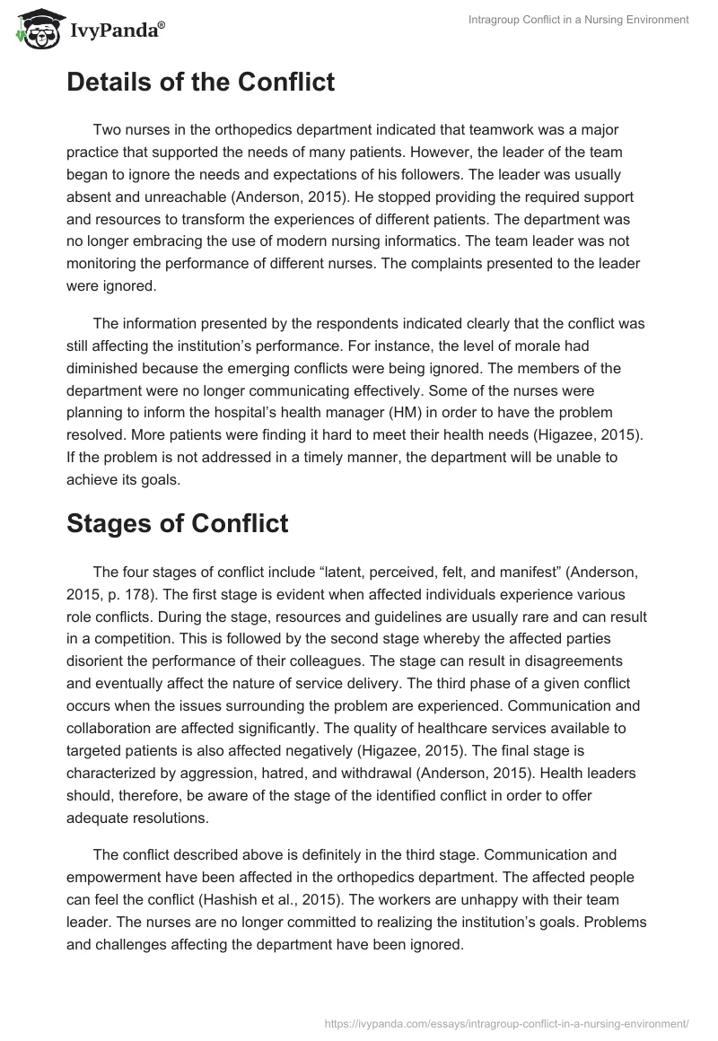 Intragroup Conflict in a Nursing Environment. Page 2