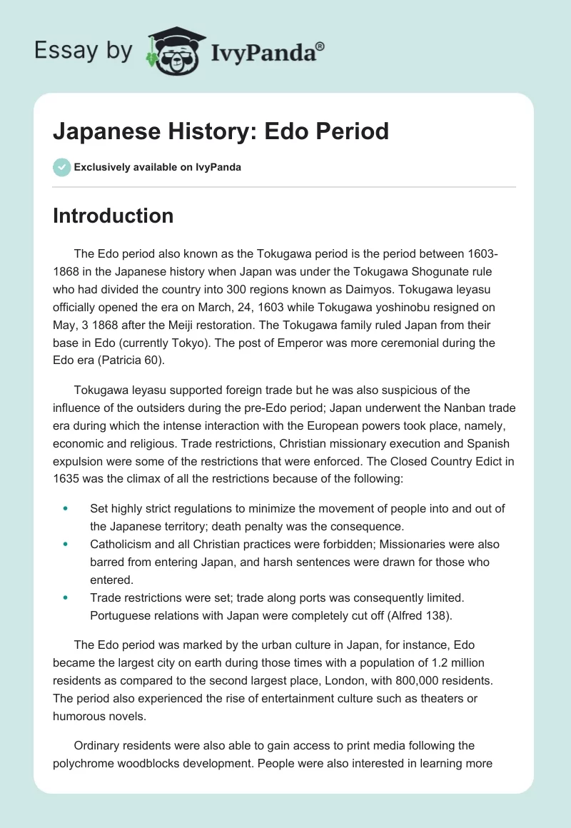 Japanese History: Edo Period. Page 1