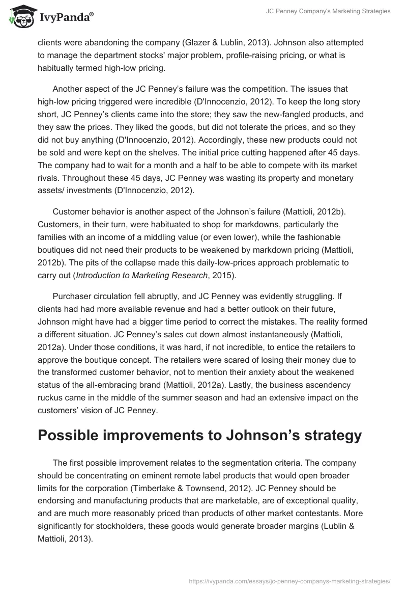 JC Penney Company's Marketing Strategies. Page 2