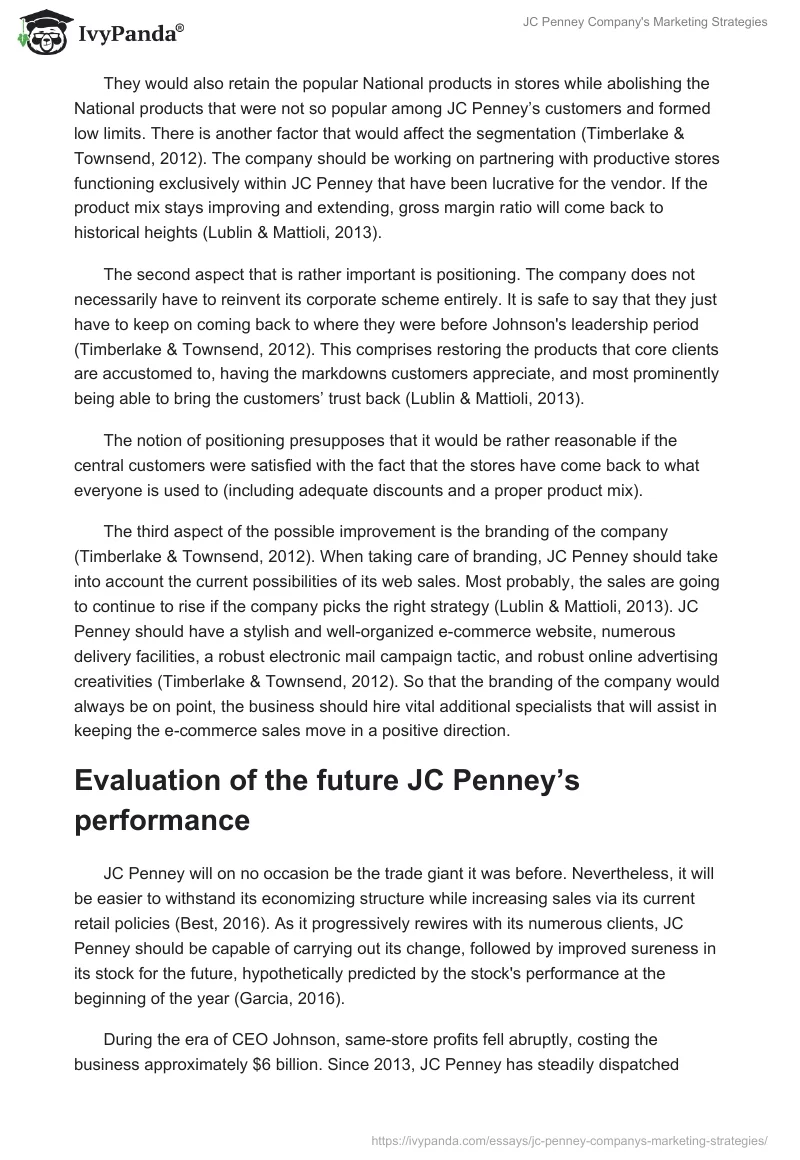 JC Penney Company's Marketing Strategies. Page 3