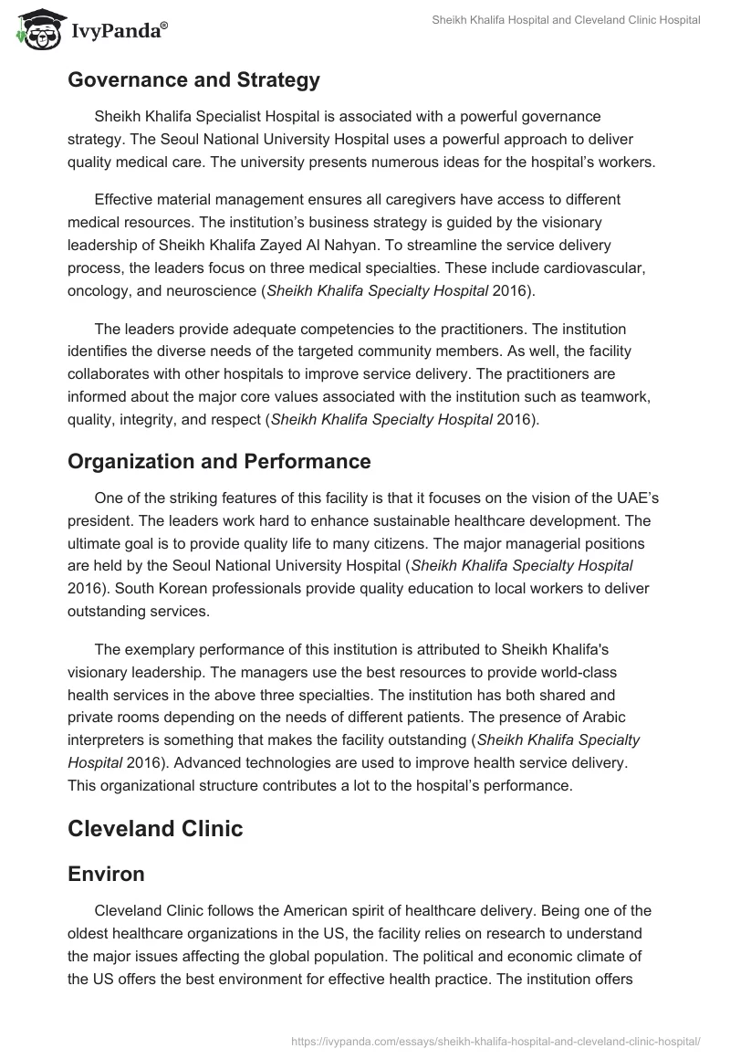 Sheikh Khalifa Hospital and Cleveland Clinic Hospital. Page 3