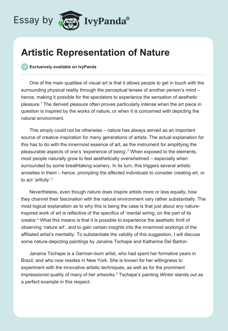 Artistic Representation of Nature. Page 1