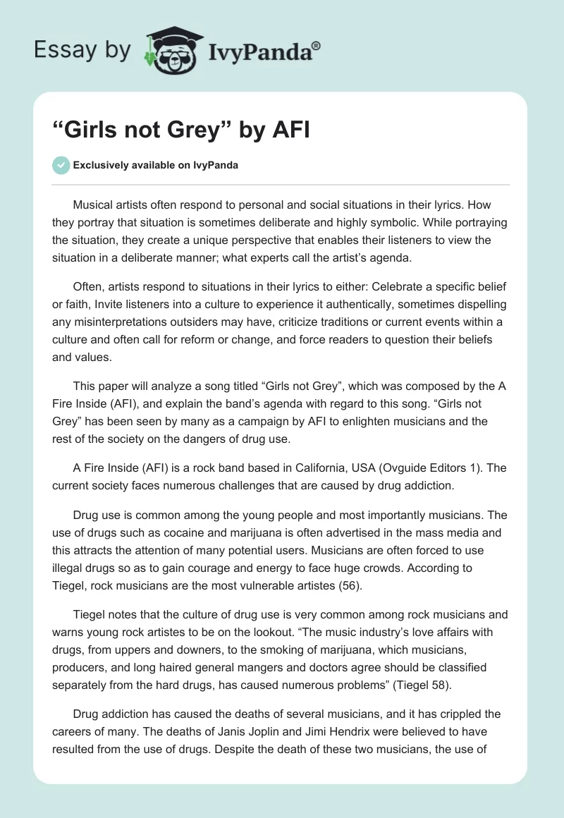“Girls not Grey” by AFI. Page 1