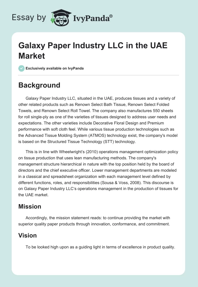 Galaxy Paper Industry LLC in the UAE Market. Page 1