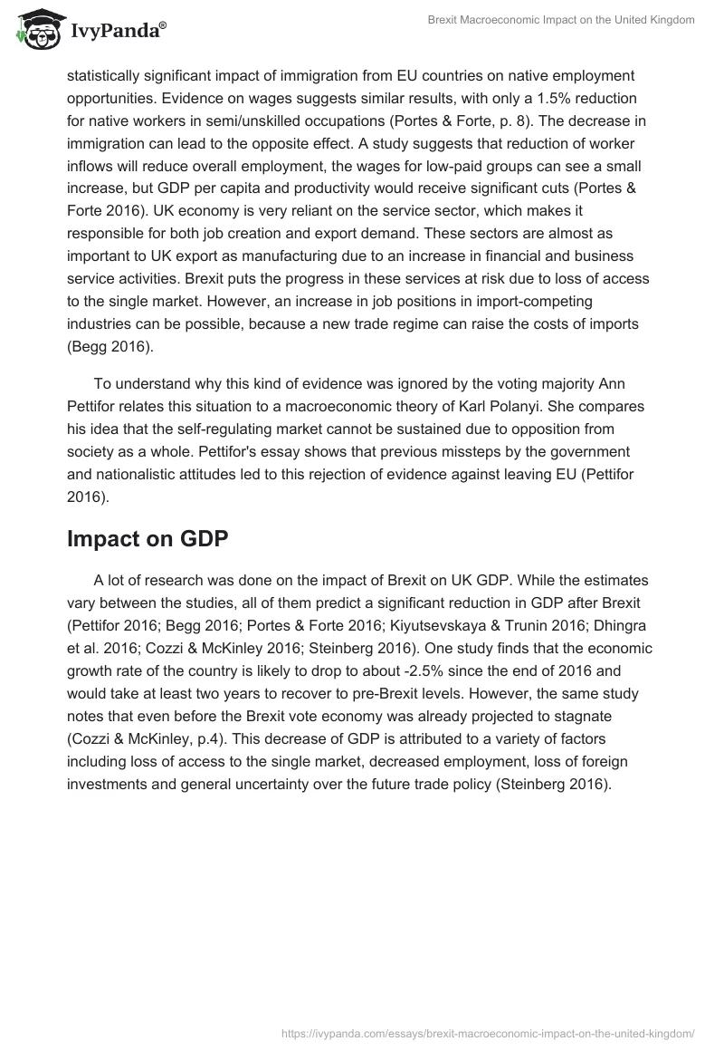 Brexit Macroeconomic Impact on the United Kingdom. Page 2