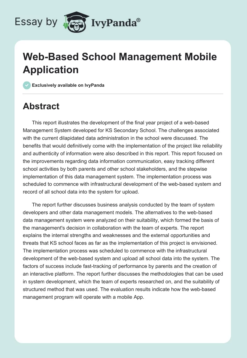 Web-Based School Management Mobile Application. Page 1