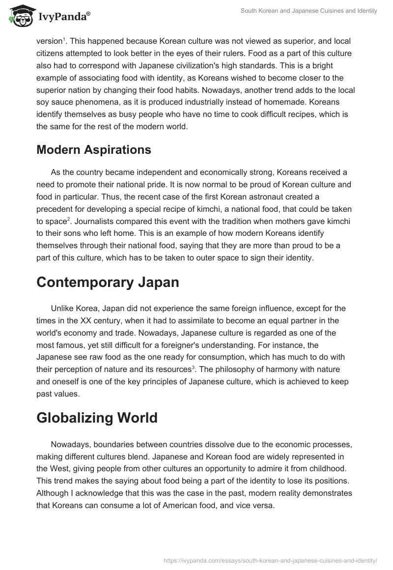 South Korean and Japanese Cuisines and Identity. Page 2